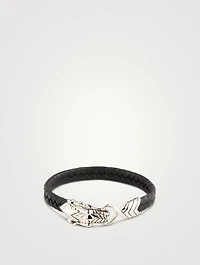 Naga Sterling Silver And Leather Bracelet