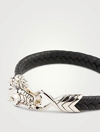 Naga Sterling Silver And Leather Bracelet