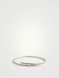 Sterling Silver Spear Coil Choker Necklace With Diamonds