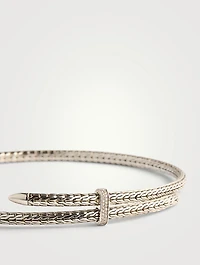 Sterling Silver Spear Coil Choker Necklace With Diamonds