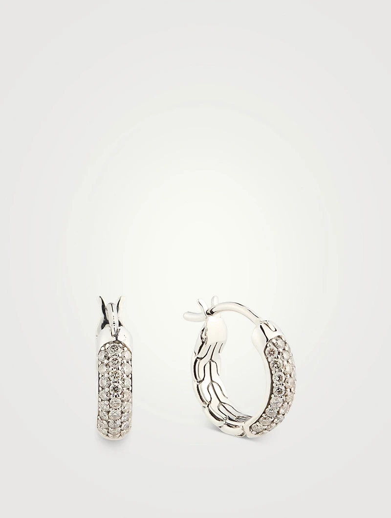 JH Essential Sterling Silver Hoop Earrings With Diamonds