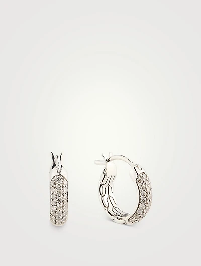 JH Essential Sterling Silver Hoop Earrings With Diamonds