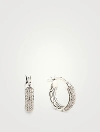 JH Essential Sterling Silver Hoop Earrings With Diamonds