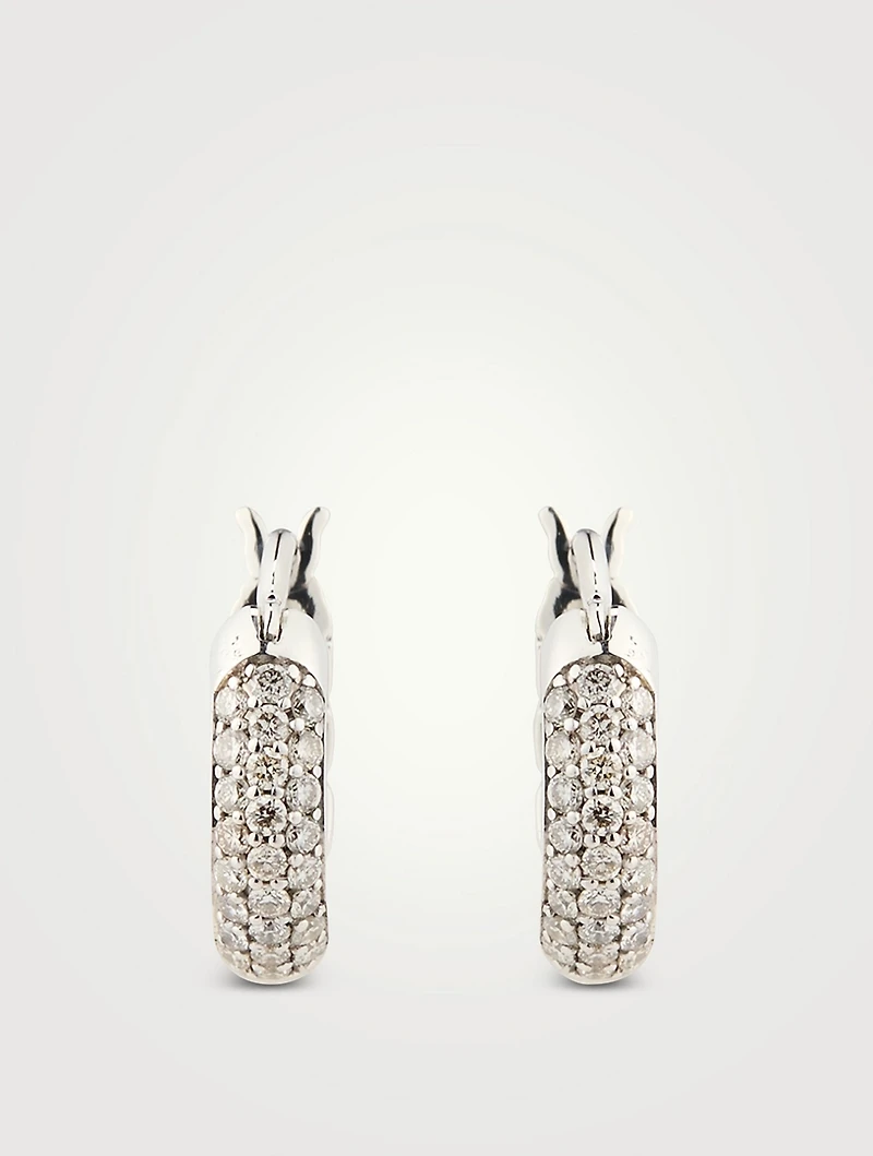 JH Essential Sterling Silver Hoop Earrings With Diamonds