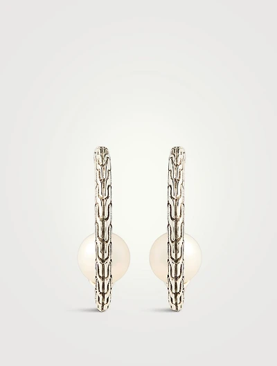 JH Essential Sterling Silver Pearl Hoop Earrings