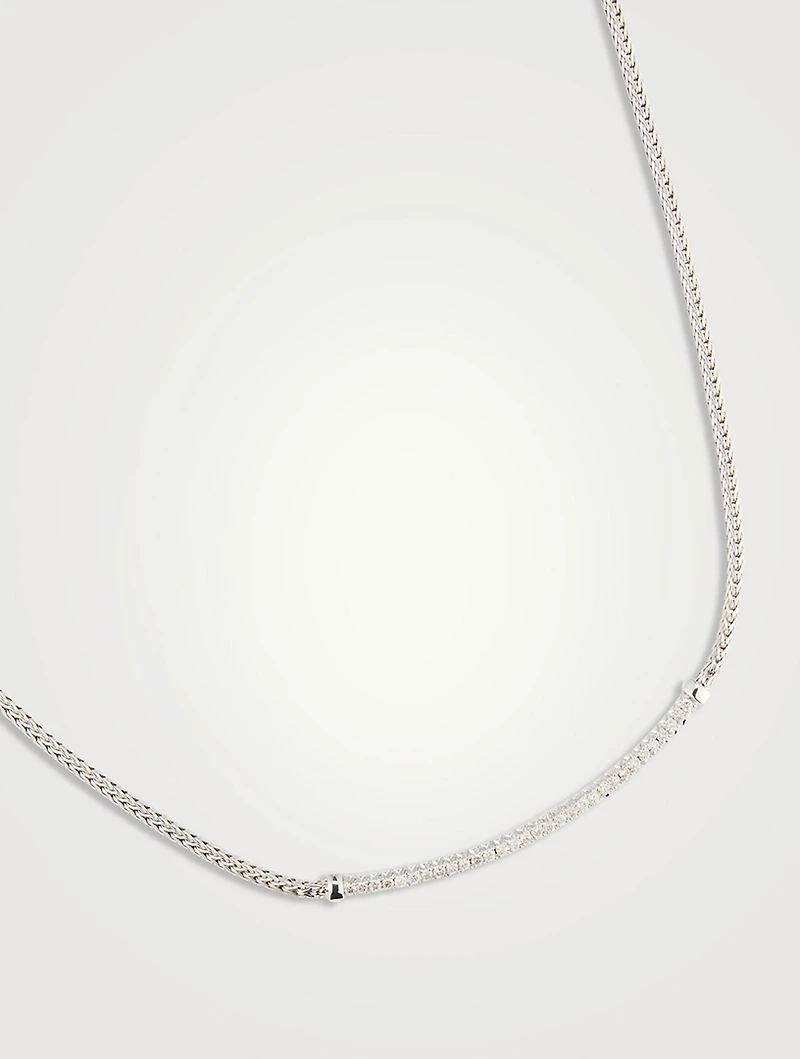 JH Essential Sterling Silver Necklace With Pavé Diamonds