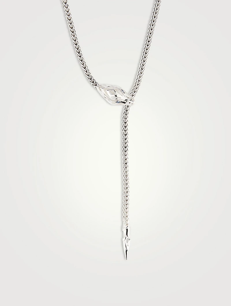 Naga Sterling Silver Y Necklace With Diamonds And Blue Sapphire