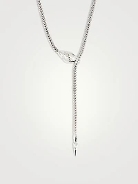 Naga Sterling Silver Y Necklace With Diamonds And Blue Sapphire