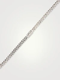 Naga Sterling Silver Y Necklace With Diamonds And Blue Sapphire