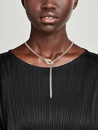 Naga Sterling Silver Y Necklace With Diamonds And Blue Sapphire