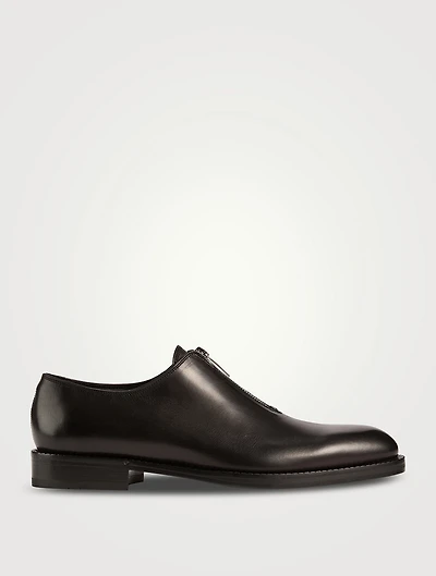 Leather Derby Shoes With Zipper