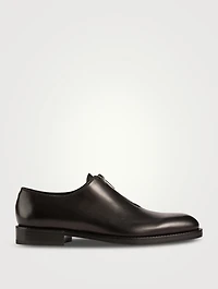 Leather Derby Shoes With Zipper