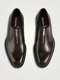 Leather Derby Shoes With Zipper
