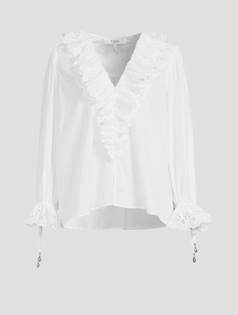 Ruffled Cotton Voile Blouse