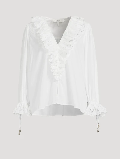 Ruffled Cotton Voile Blouse