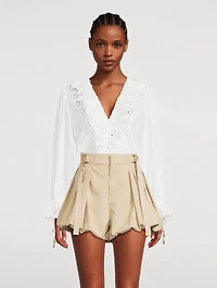 Ruffled Cotton Voile Blouse