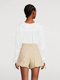Ruffled Cotton Voile Blouse