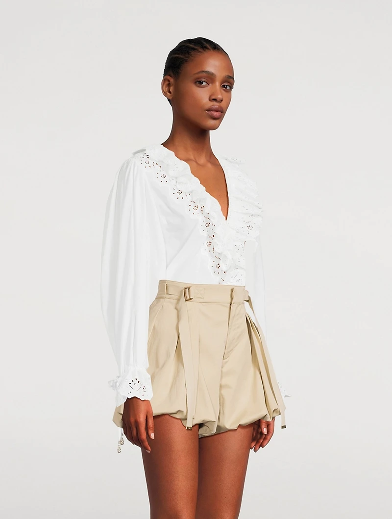 Ruffled Cotton Voile Blouse