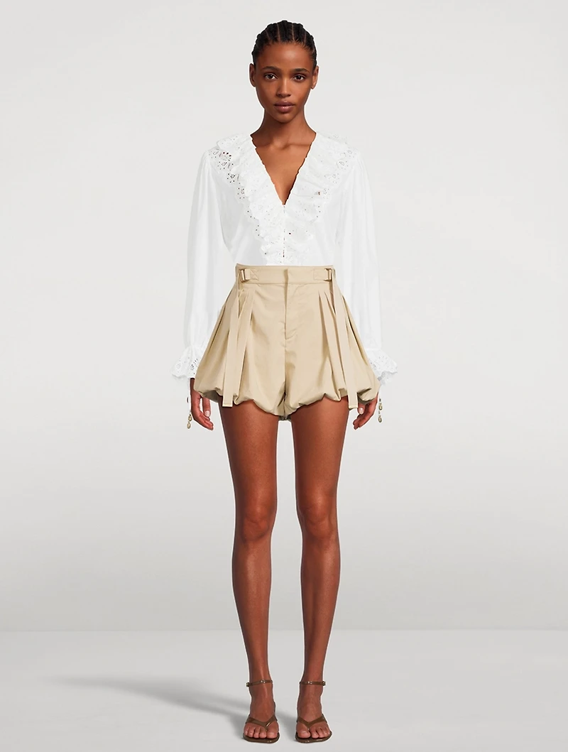 Ruffled Cotton Voile Blouse