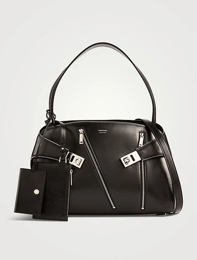 Medium Hug Zip Soft Leather Satchel