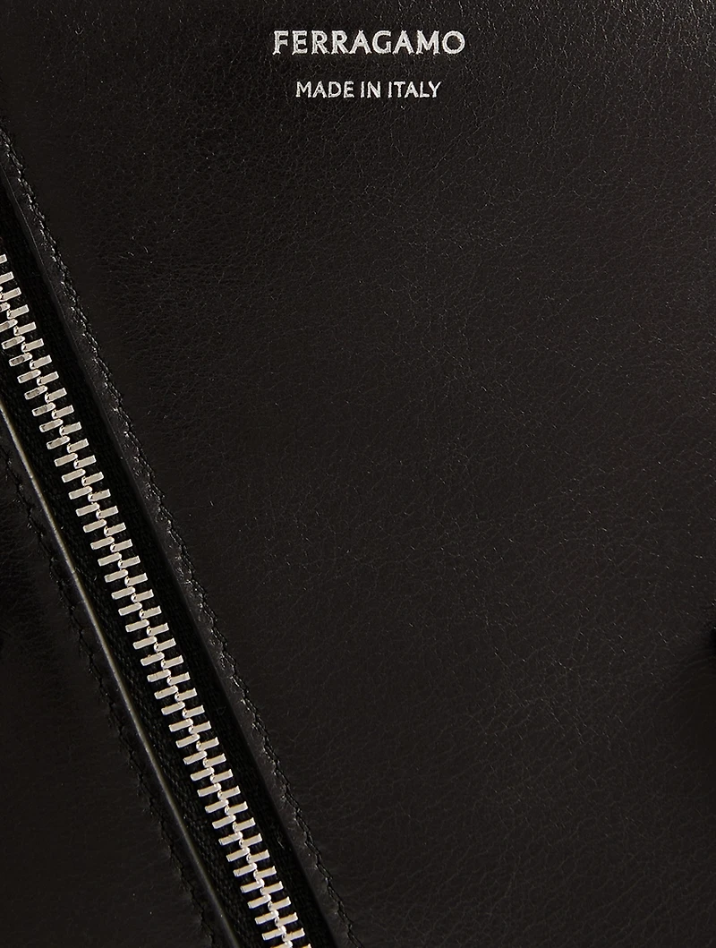 Medium Hug Zip Soft Leather Satchel