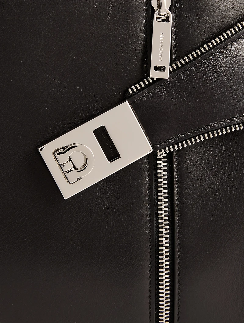 Medium Hug Zip Soft Leather Satchel