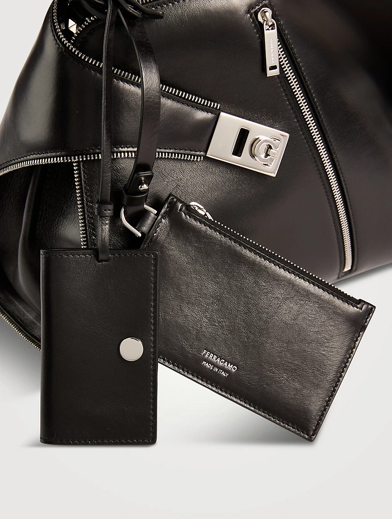 Medium Hug Zip Soft Leather Satchel
