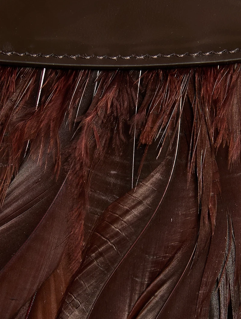 Hug Feather-Trimmed Leather Crossbody Bag