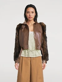 Shearling-Trimmed Leather Jacket