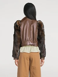 Shearling-Trimmed Leather Jacket