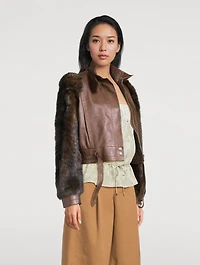Shearling-Trimmed Leather Jacket