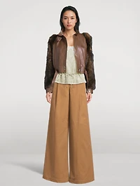 Shearling-Trimmed Leather Jacket