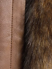 Shearling-Trimmed Leather Jacket