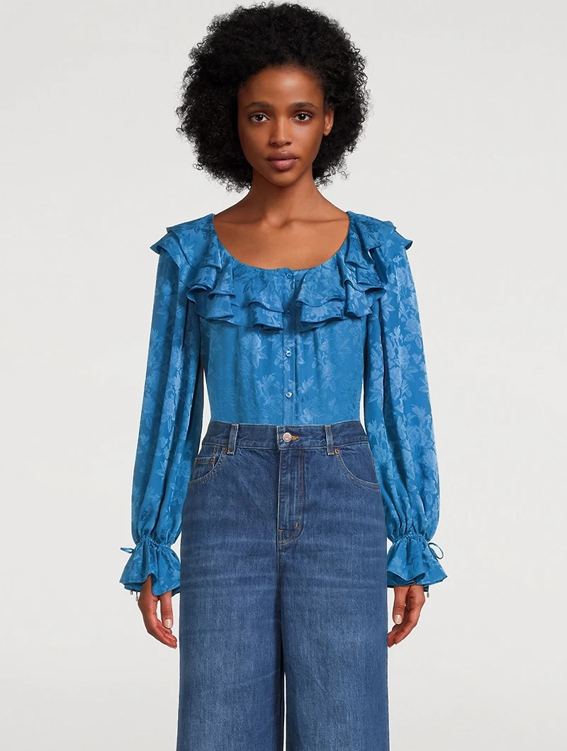 Ruffled Jacquard Shirt