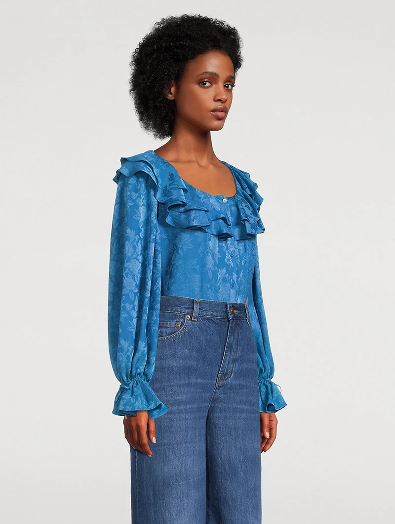 Ruffled Jacquard Shirt