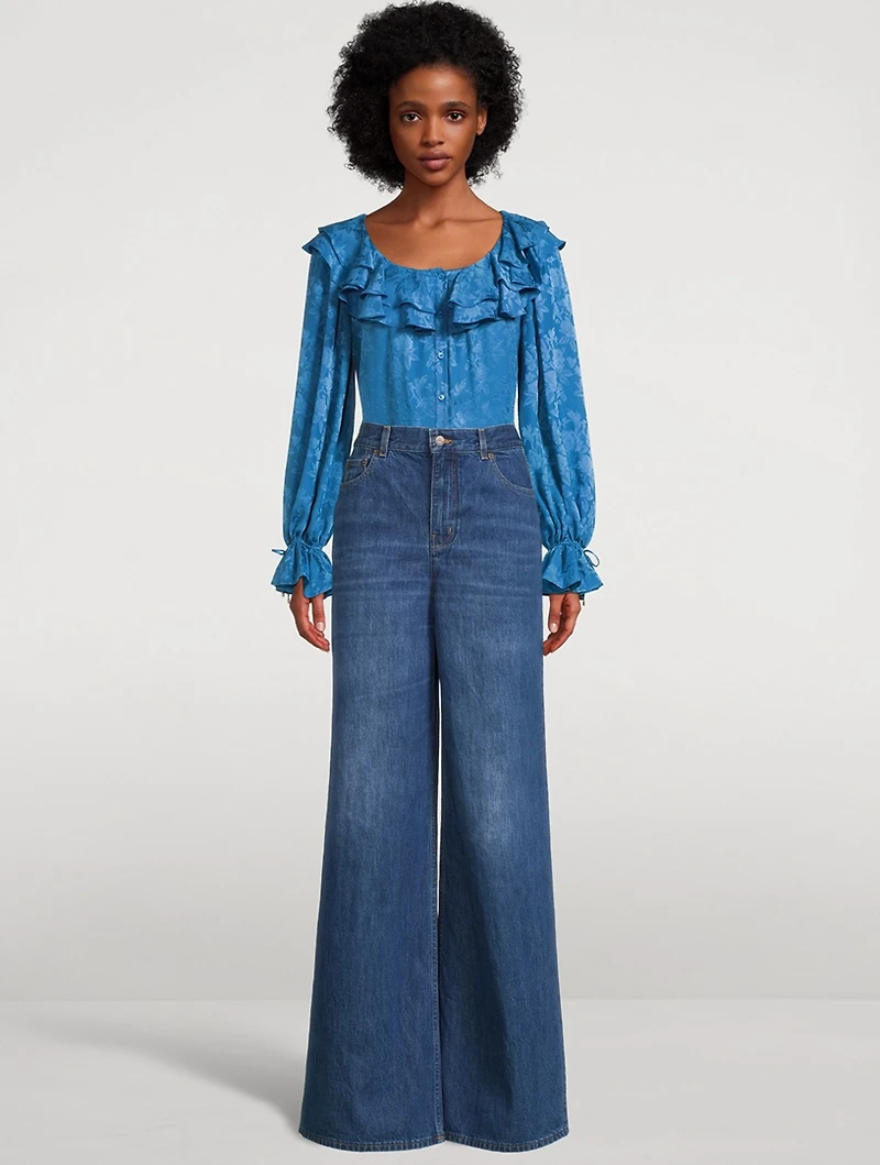 Ruffled Jacquard Shirt