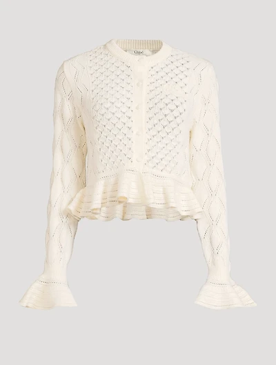 Ruffled Pointelle Cardigan