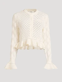 Ruffled Pointelle Cardigan