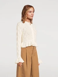 Ruffled Pointelle Cardigan