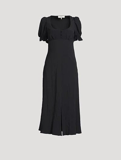 Puff-Sleeve Midi Dress