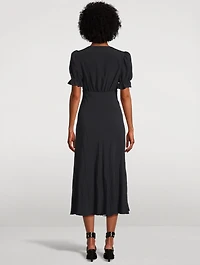 Puff-Sleeve Midi Dress