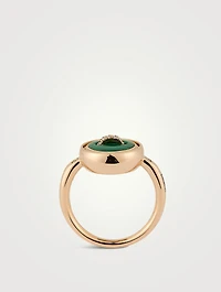 Pom Pom Dot 18K Rose Gold Reversible Malachite Ring With Diamonds