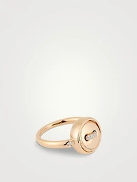 Pom Pom Dot 18K Rose Gold Reversible Turquoise Ring With Diamonds