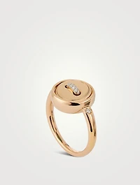 Pom Pom Dot 18K Rose Gold Reversible Turquoise Ring With Diamonds