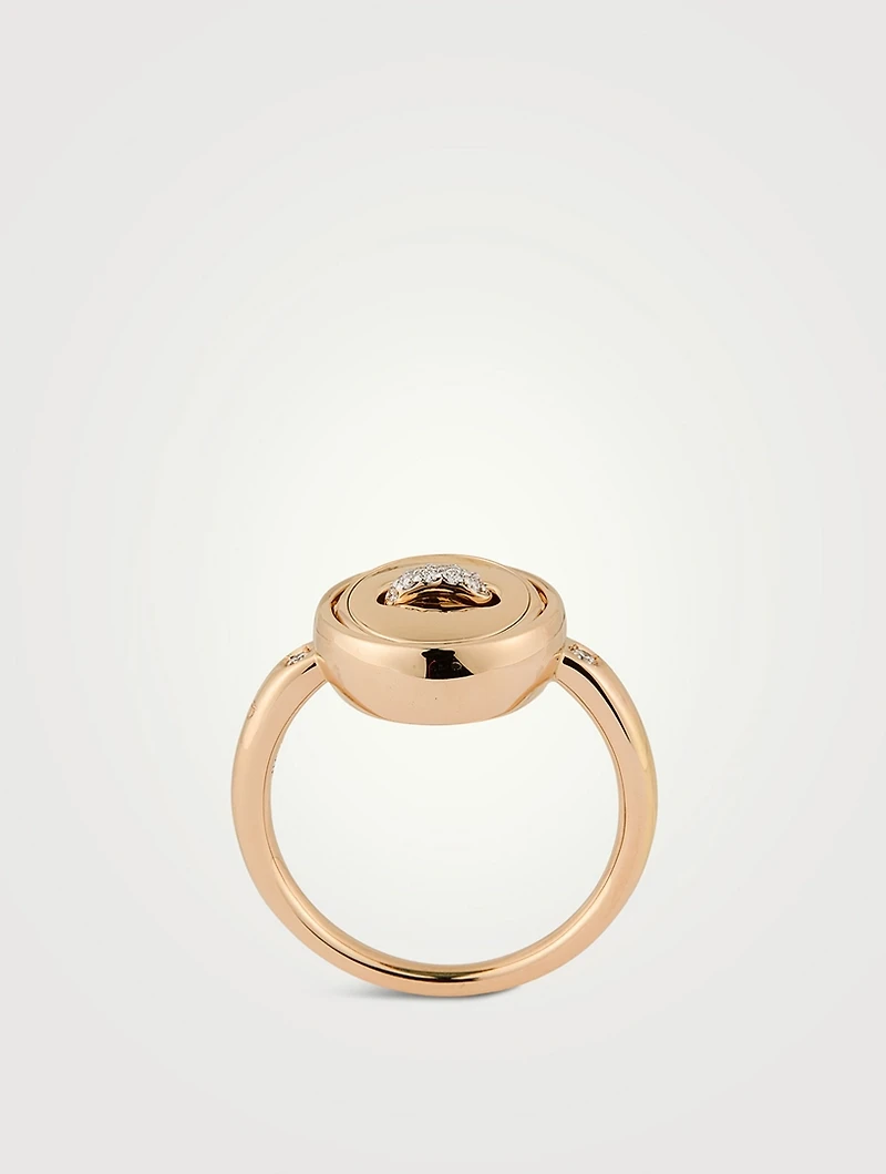 Pom Pom Dot 18K Rose Gold Reversible Turquoise Ring With Diamonds