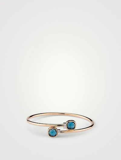 Nudo Mini 18K Rose Gold And White Bangle Bracelet With London Blue Topaz Diamonds