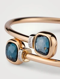 Nudo Mini 18K Rose Gold And White Bangle Bracelet With London Blue Topaz Diamonds