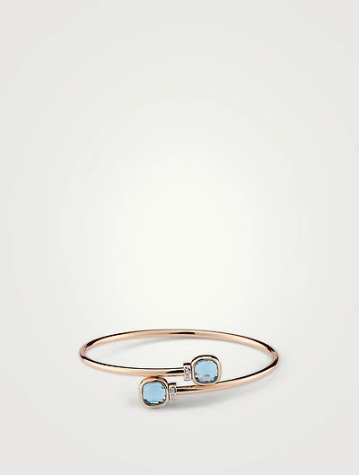 Nudo Mini 18K Rose Gold And White Bangle Bracelet With Sky Blue Topaz Diamonds