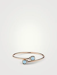 Nudo Mini 18K Rose Gold And White Bangle Bracelet With Sky Blue Topaz Diamonds