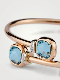 Nudo Mini 18K Rose Gold And White Bangle Bracelet With Sky Blue Topaz Diamonds
